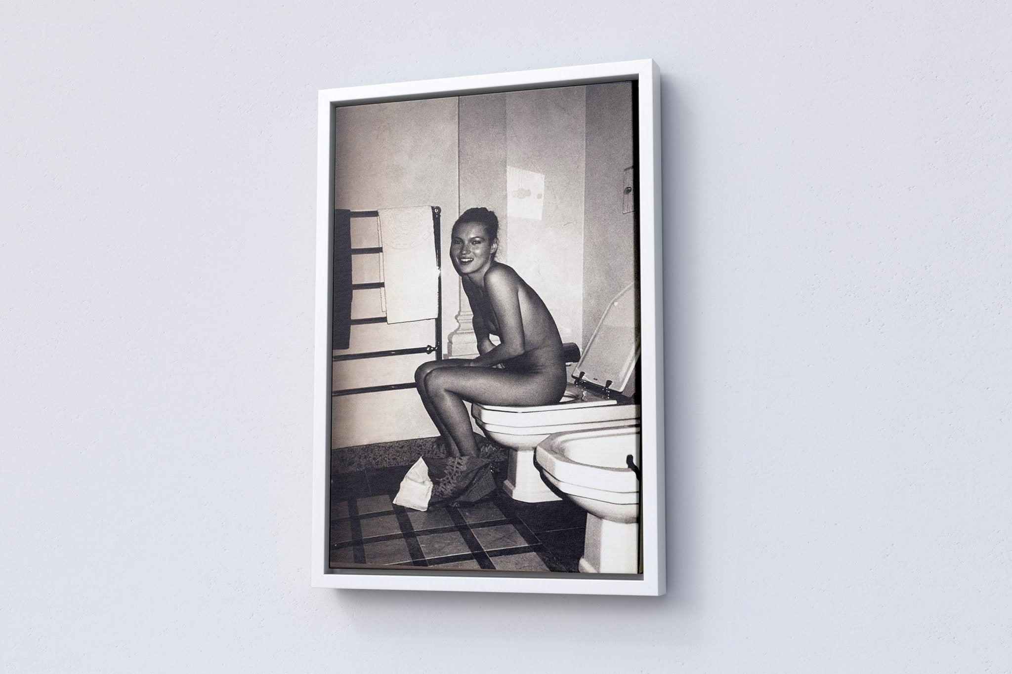 Kate Moss on the Toilet Canvas Print - Canvasworkshop