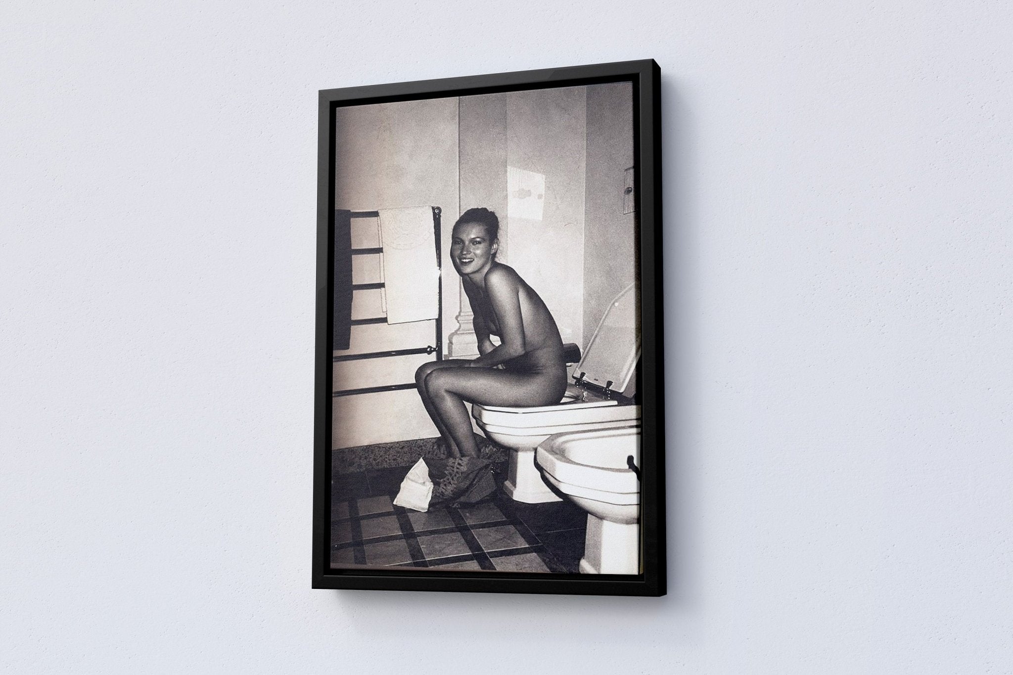 Kate Moss on the Toilet Canvas Print - Canvasworkshop