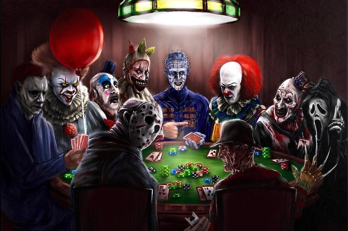 Horror Villains Poker Night Wall Art