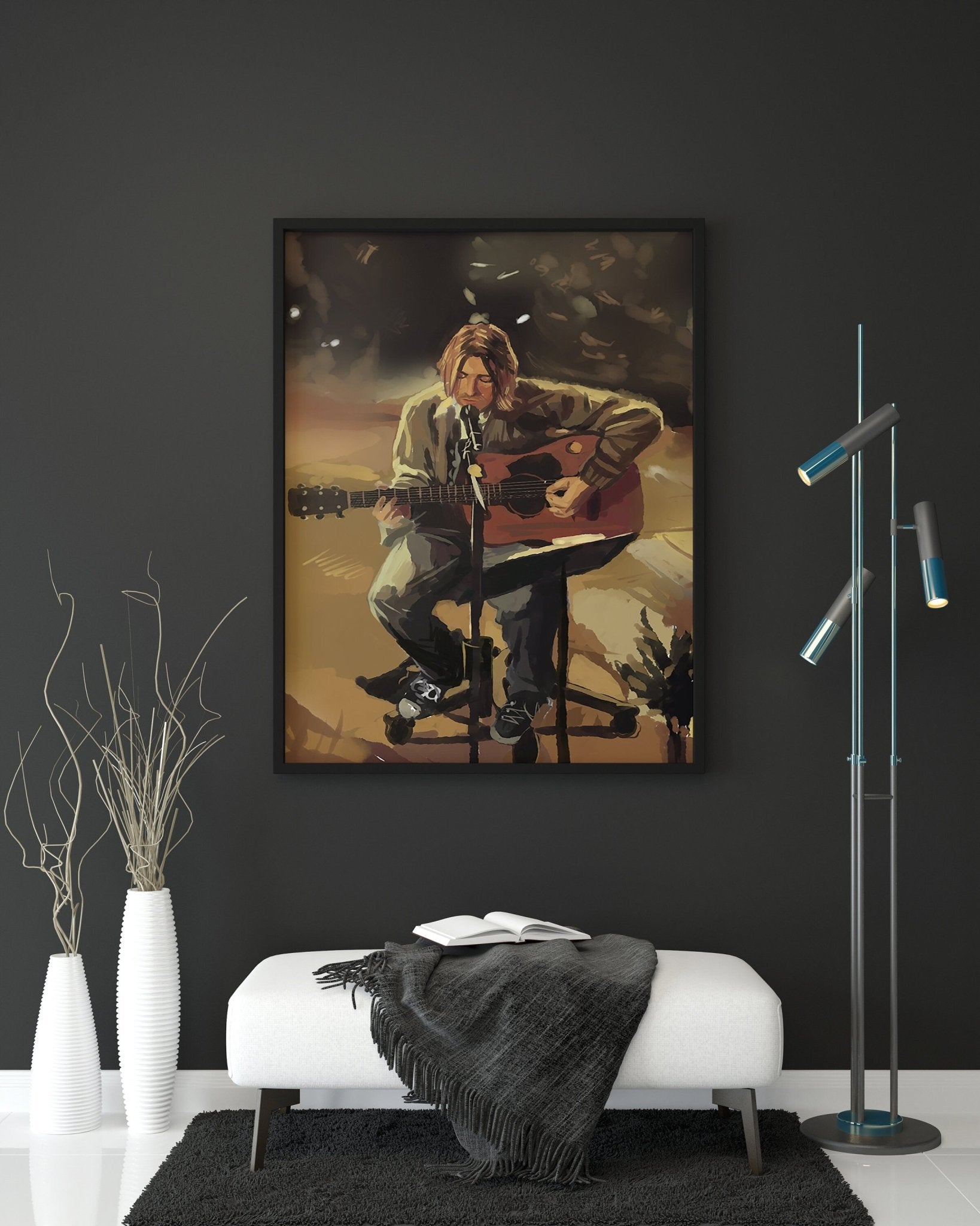 Kurt Cobain Wall Art, Kurt Cobain Canvas, Musician Canvas, Music, Christmas Gift, Wall Decor, Room Decor, Home Decoration, Framed Canvas - Canvasworkshop