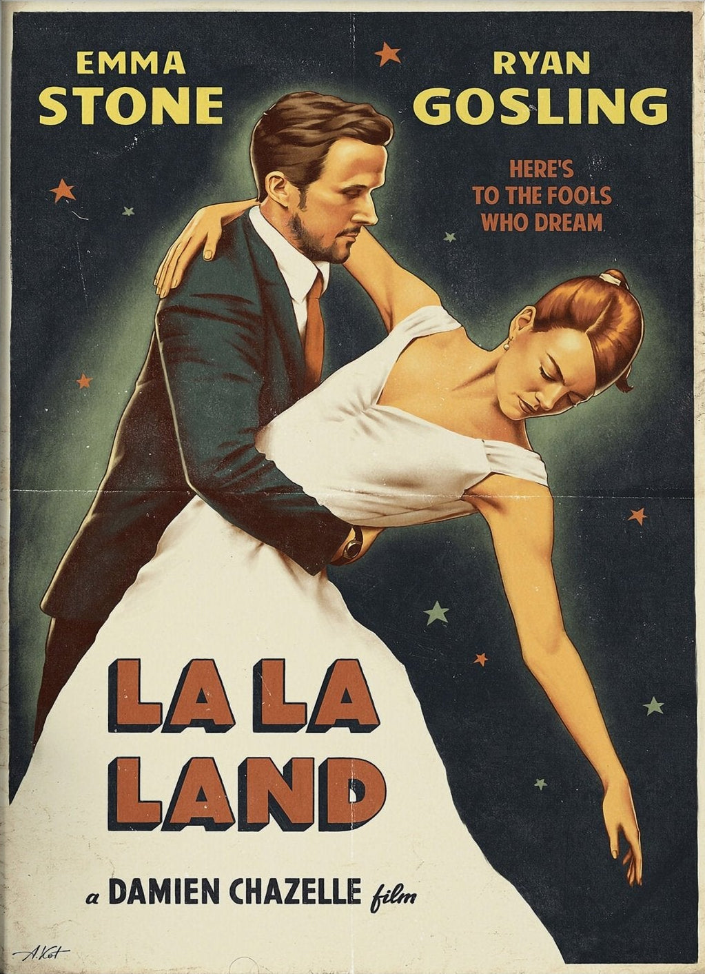 La La Land Retro Movie Canvas Wall Art