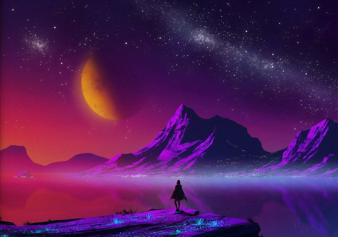 Purple Magic Cosmic Landscape Wall Art