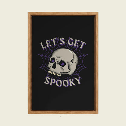 Let's Get Spooky canvas wall art in a floating oak frame
