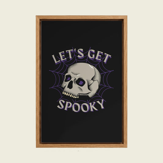 Let's Get Spooky canvas wall art in a floating oak frame