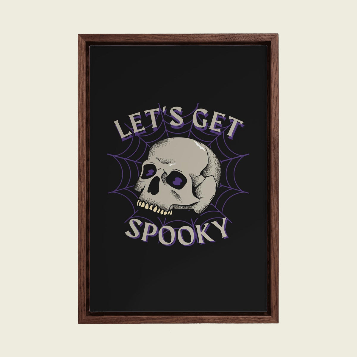 Let's Get Spooky canvas wall art in a floating walnut frame