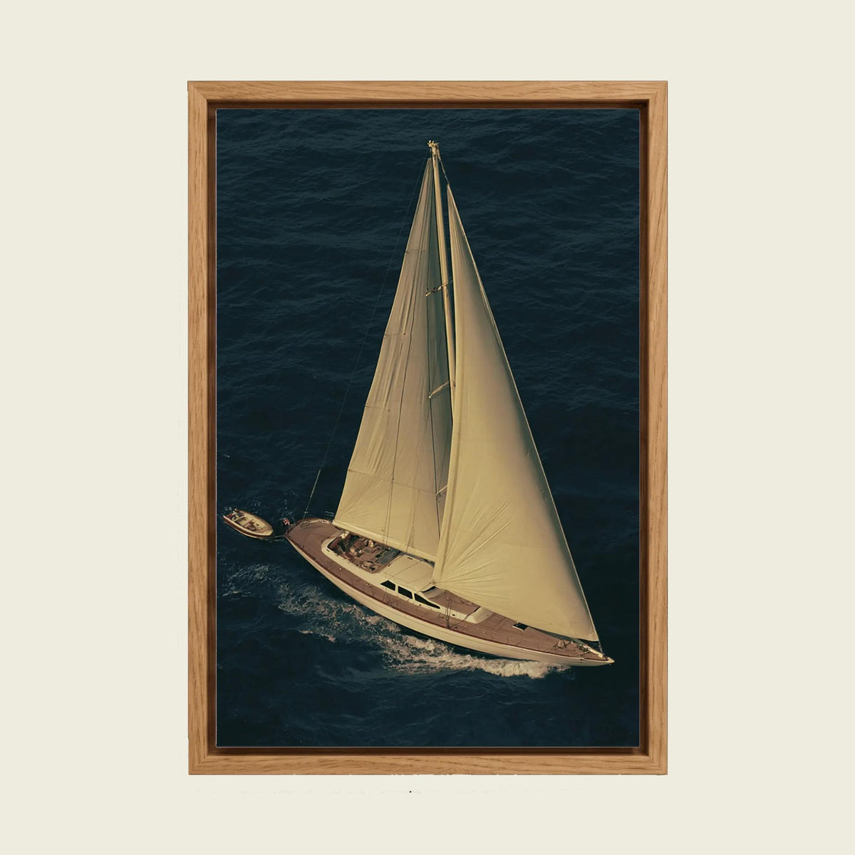 Feed Floating Oak Luxury Sailing Yacht Canvas Wall Art