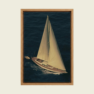 Feed Floating Oak Luxury Sailing Yacht Canvas Wall Art