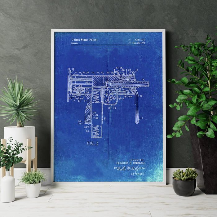 Mac-10 BluePrint Canvas Print