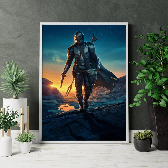 Mandalorian and Razor Crest StarWars Canvas Art Canvas Poster