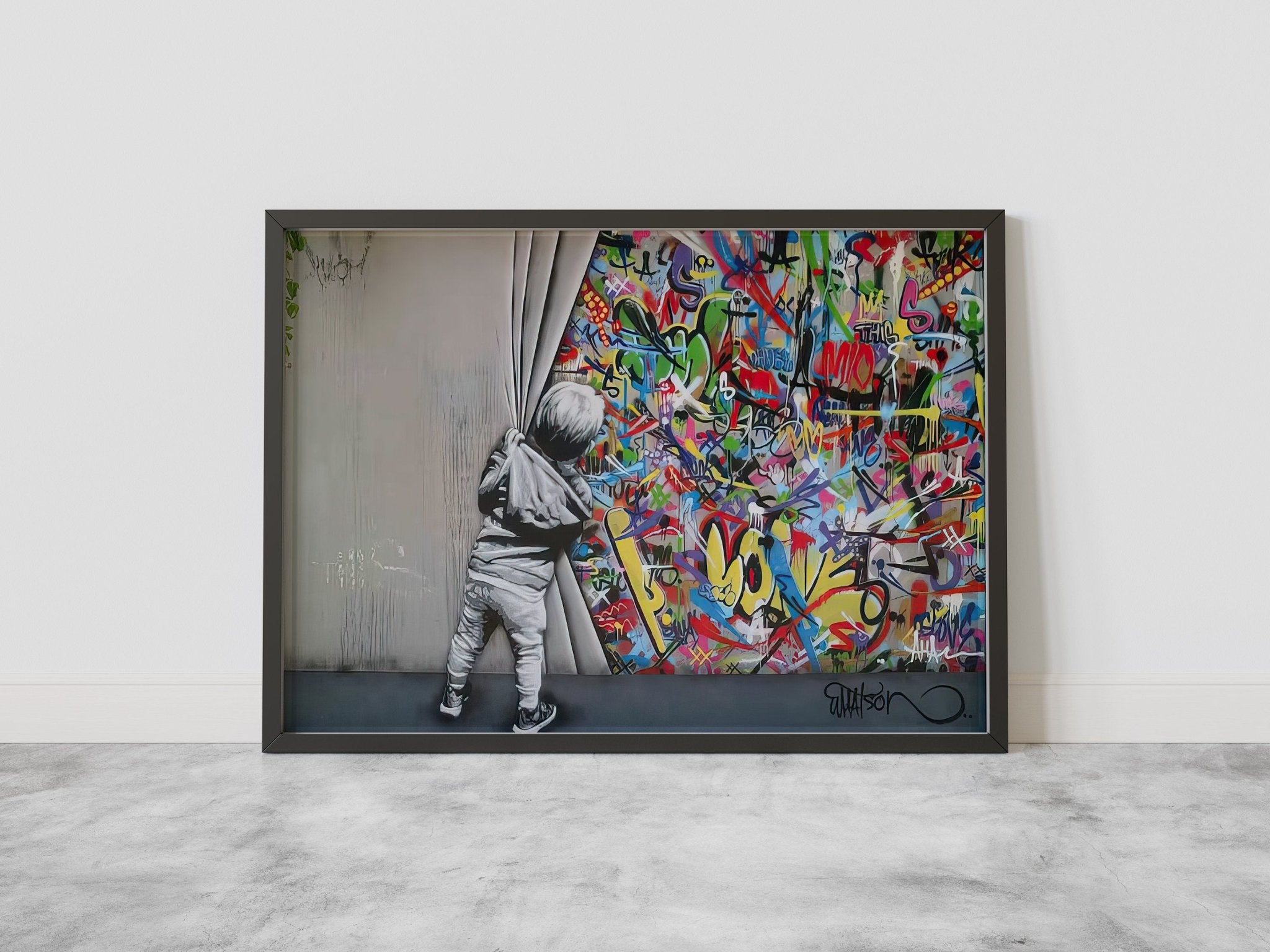 Martin Whatson Behind The Curtain Canvas Wall Art - Canvasworkshop