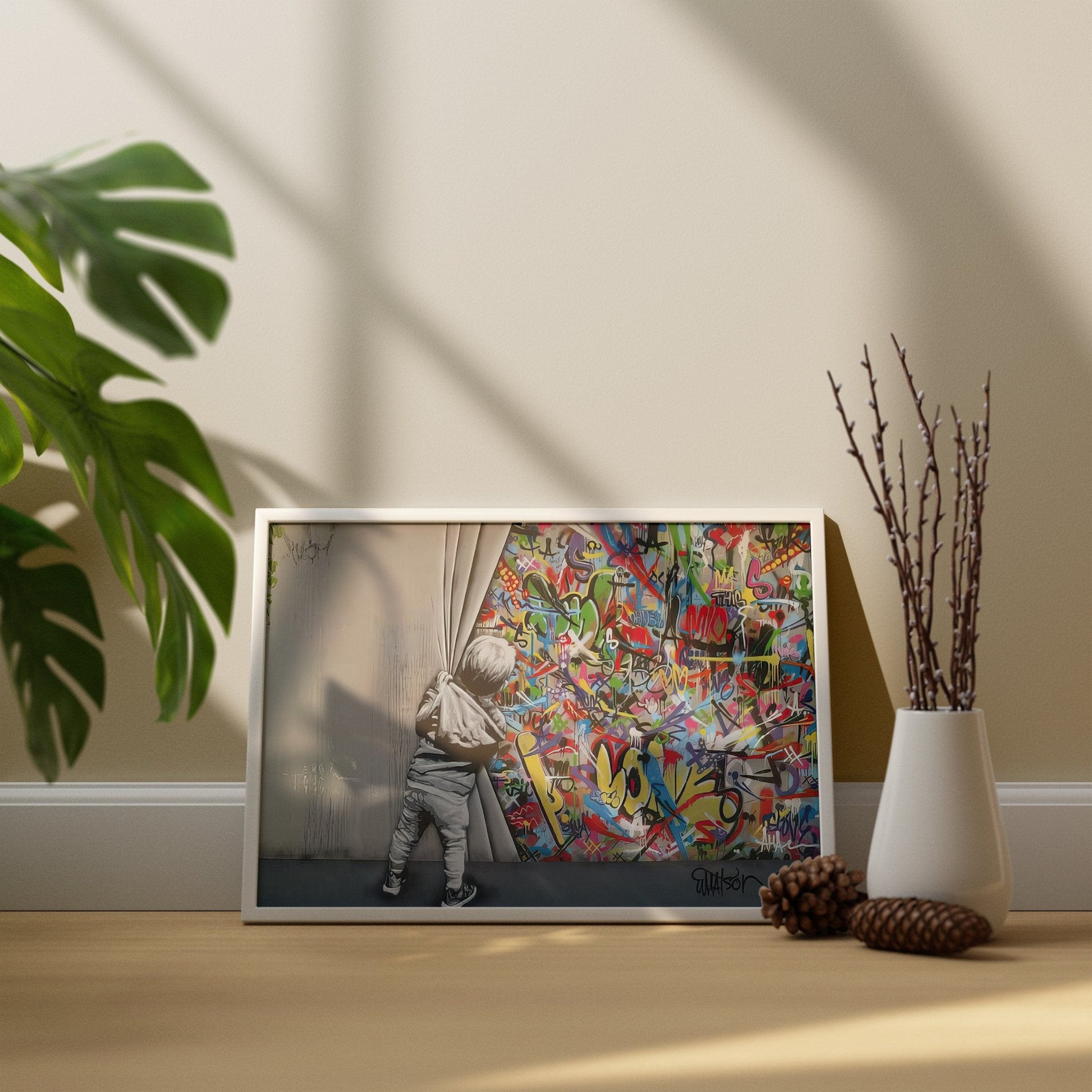 Martin Whatson Behind The Curtain Canvas Wall Art - Canvasworkshop