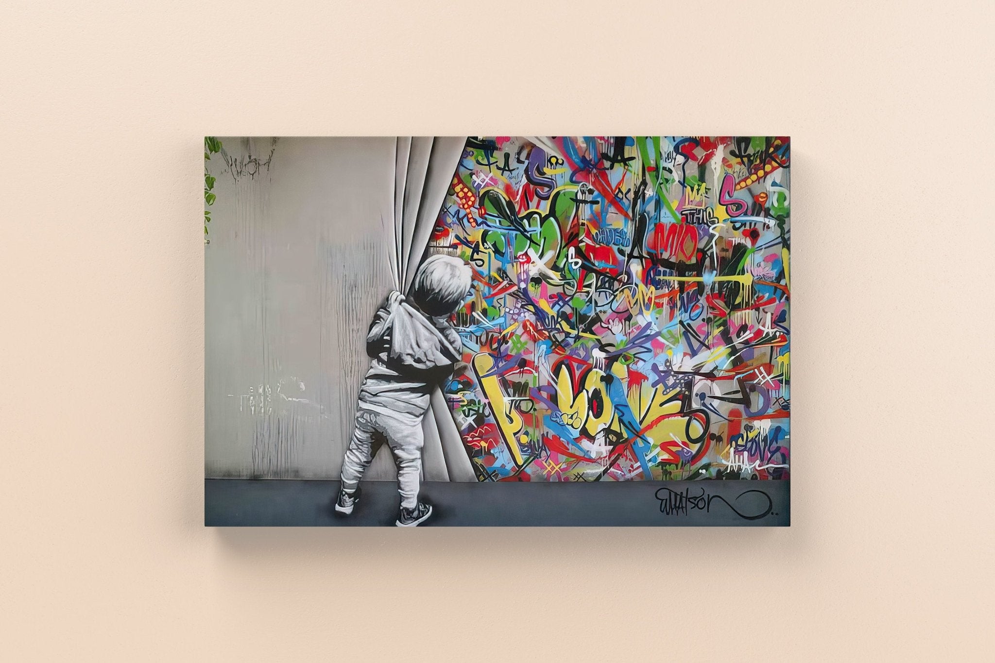 Martin Whatson Behind The Curtain Canvas Wall Art - Canvasworkshop