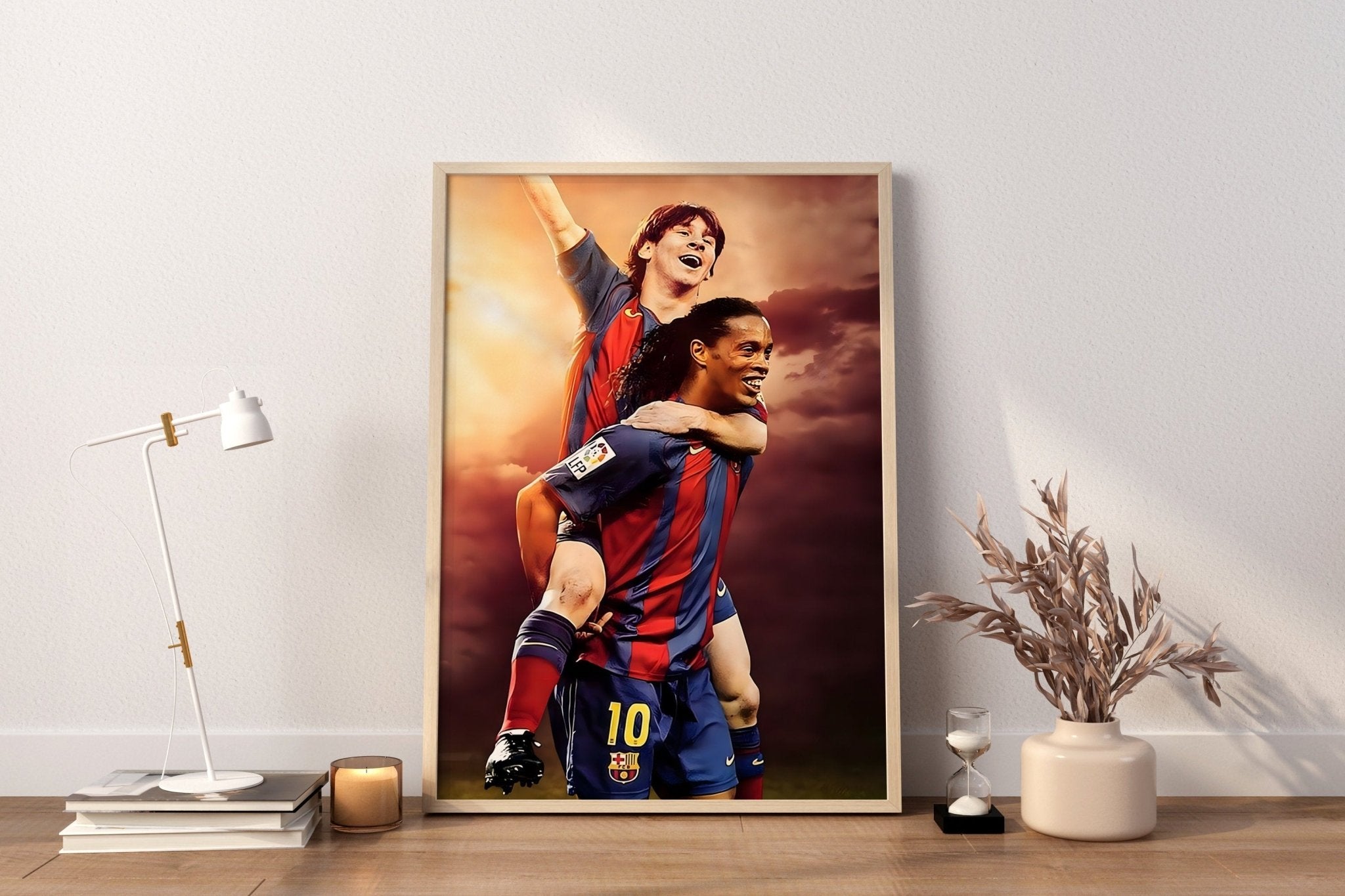 Messi And Ronaldinho Goal Celebration Canvas Poster - Canvasworkshop