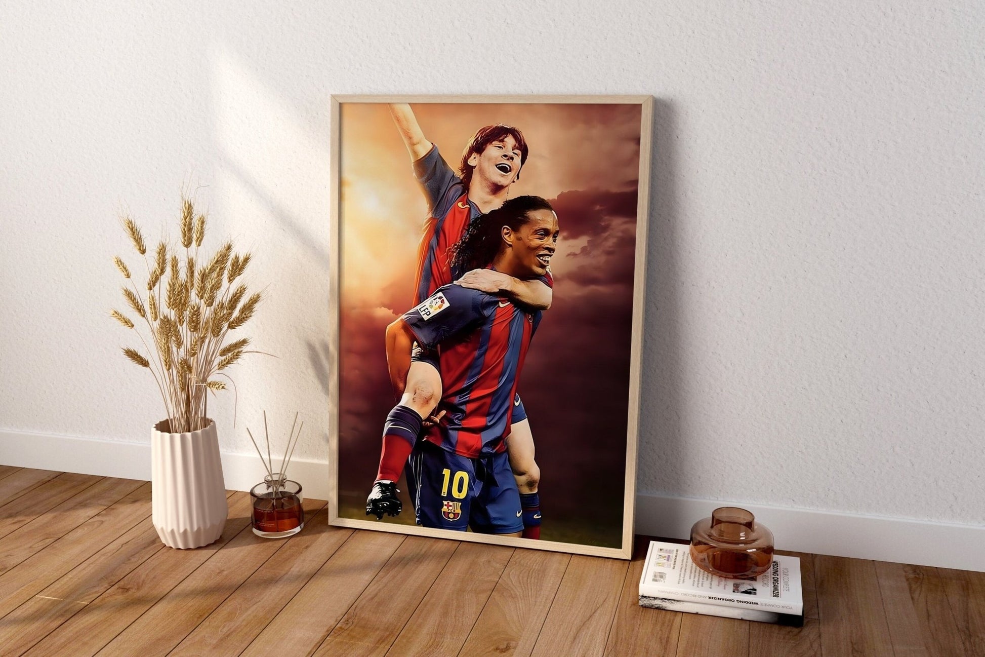 Messi And Ronaldinho Goal Celebration Canvas Poster - Canvasworkshop