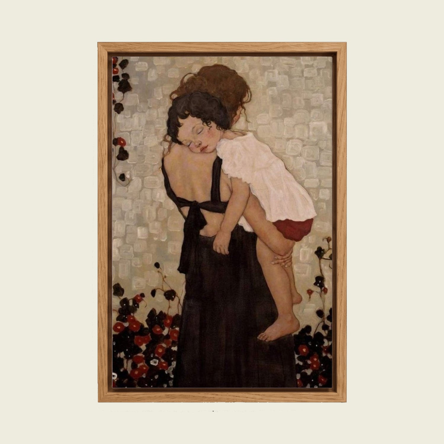 Feed Floating Oak Gustav Klimt Mother Holding Child Canvas Wall Art