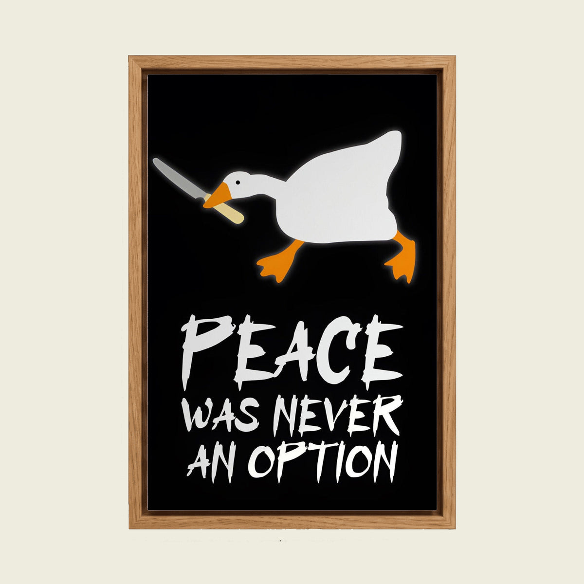 Feed Floating Oak Peace Was Never An Option Duck Canvas Wall Art