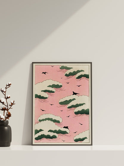 Pink Sky illustration Canvas Wall Art - Canvasworkshop