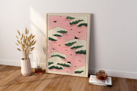 Pink Sky illustration Canvas Wall Art - Canvasworkshop