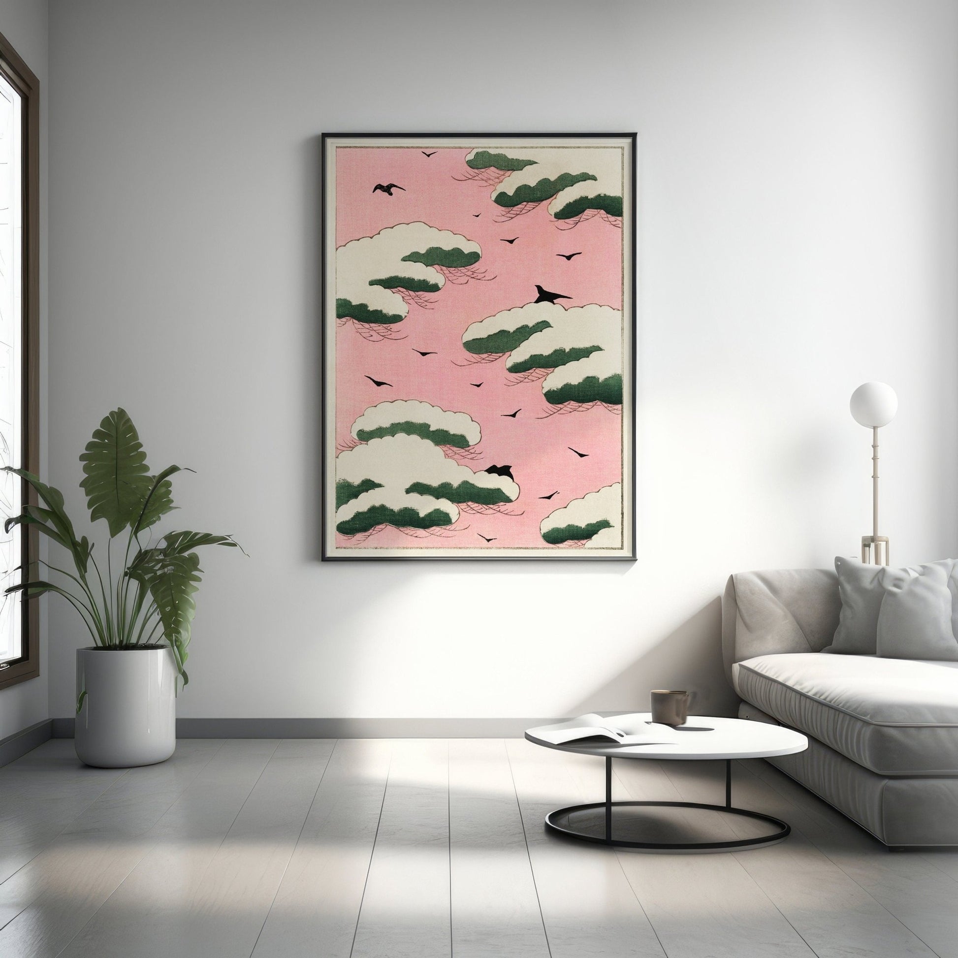 Pink Sky illustration Canvas Wall Art - Canvasworkshop