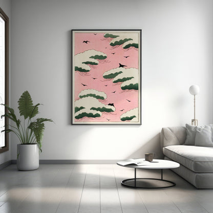 Pink Sky illustration Canvas Wall Art - Canvasworkshop