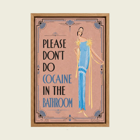Please Don't Do Coke canvas wall art in a floating oak frame