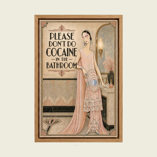 Please Don't Do Coke II canvas wall art in a floating oak frame