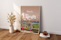 Paris France Vintage Retro Travel Canvas Wall Art