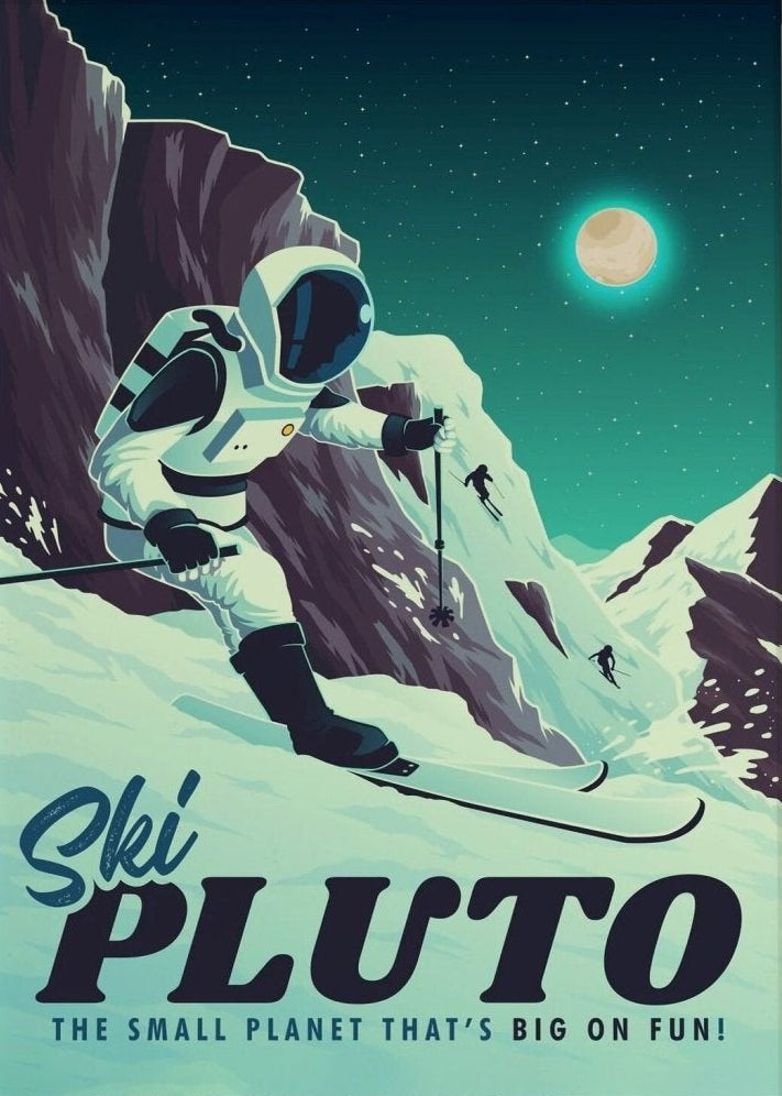 Steve Thomas Ski Pluto Retro Space Canvas Art