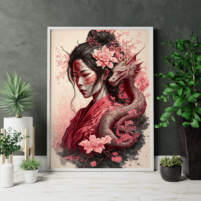 Samurai Anime Girl Canvas Art Canvas Print