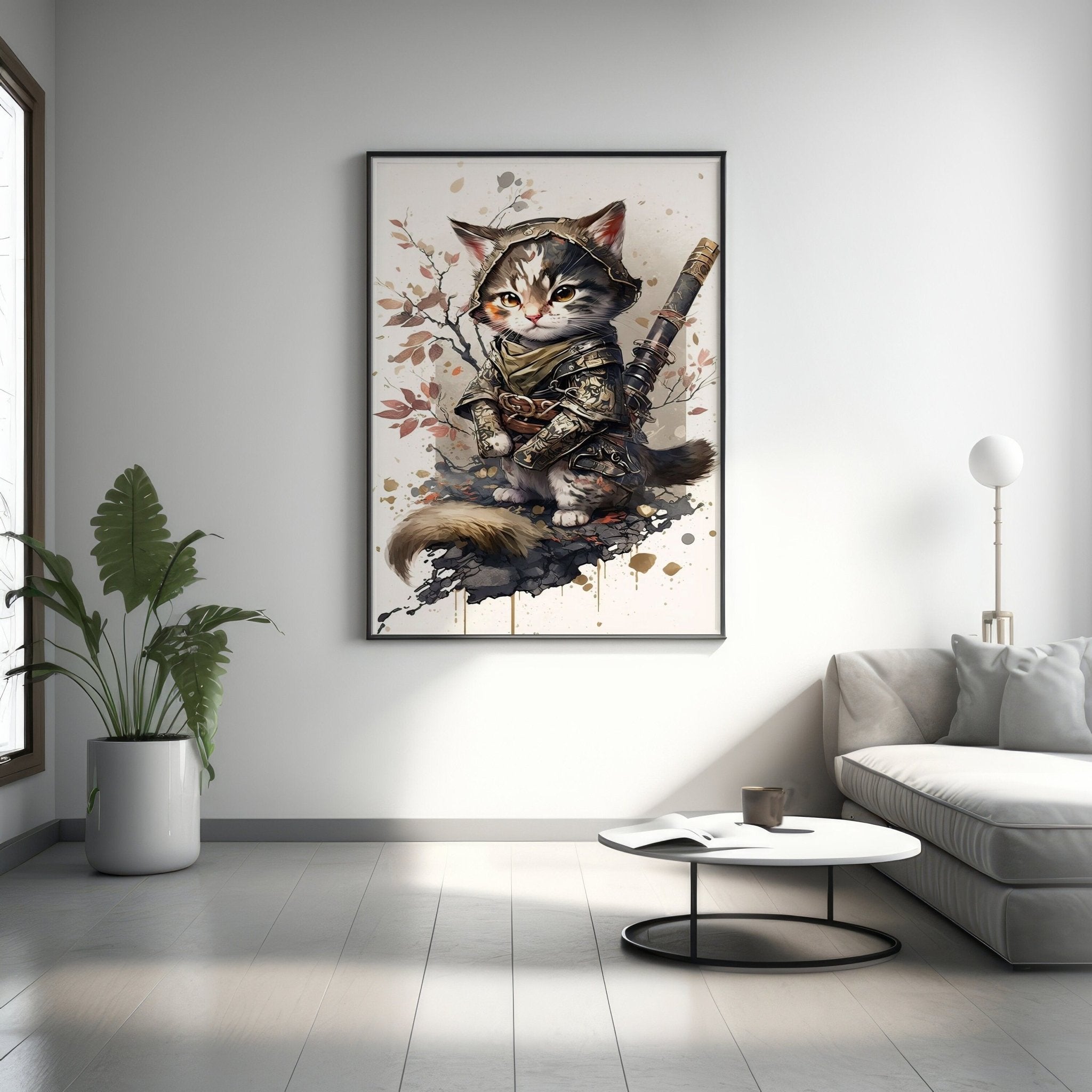 Samurai Cat Canvas Wall Art - Canvasworkshop