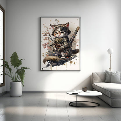 Samurai Cat Canvas Wall Art - Canvasworkshop