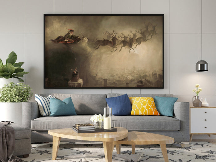 Santa Claus With DeerCanvas Canvas Print