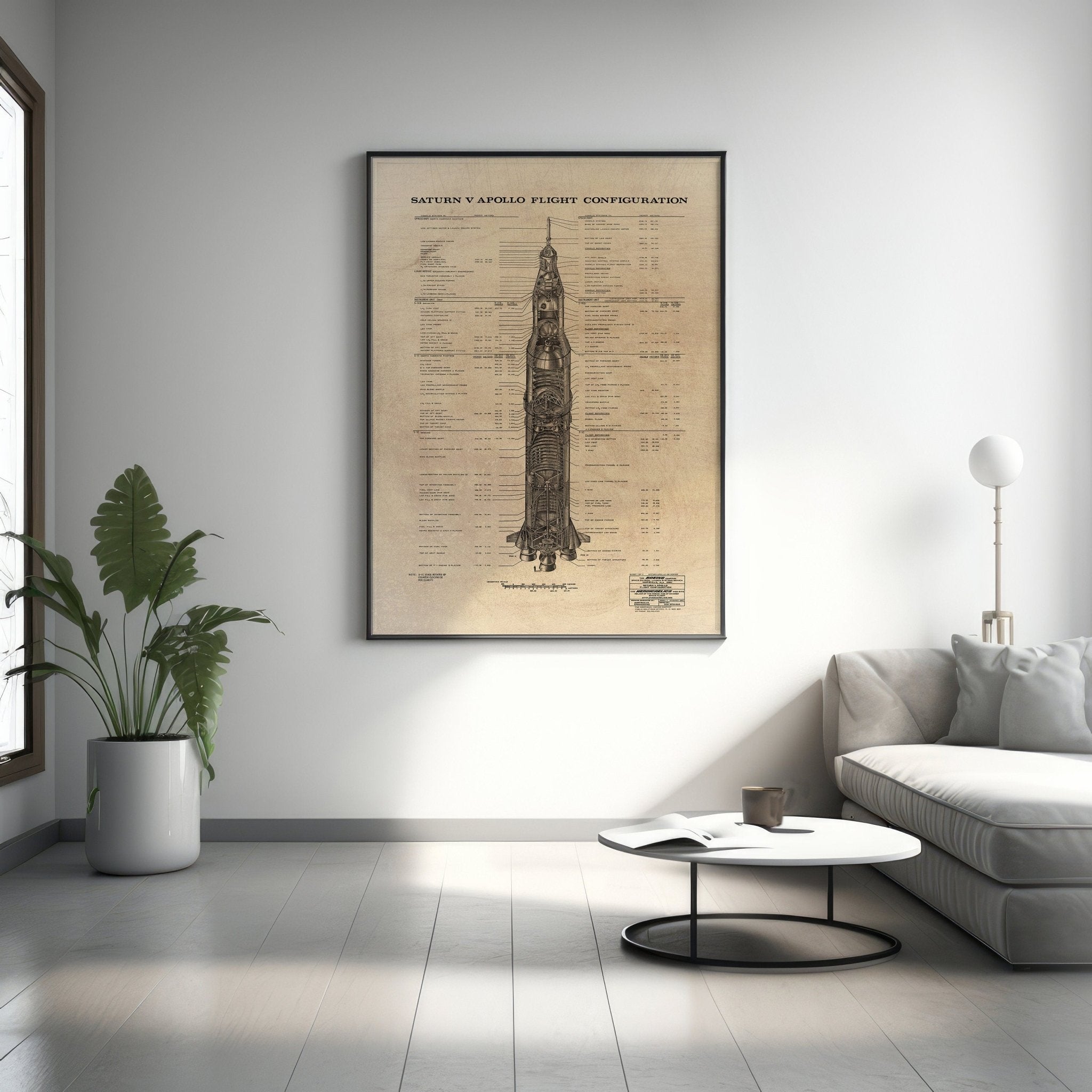 Saturn V Apollo Blueprint Version 2 Canvas Poster - Canvasworkshop