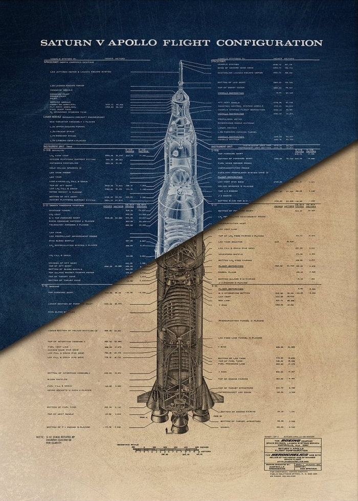 Saturn V Apollo Blueprint Version 3 Canvas Poster