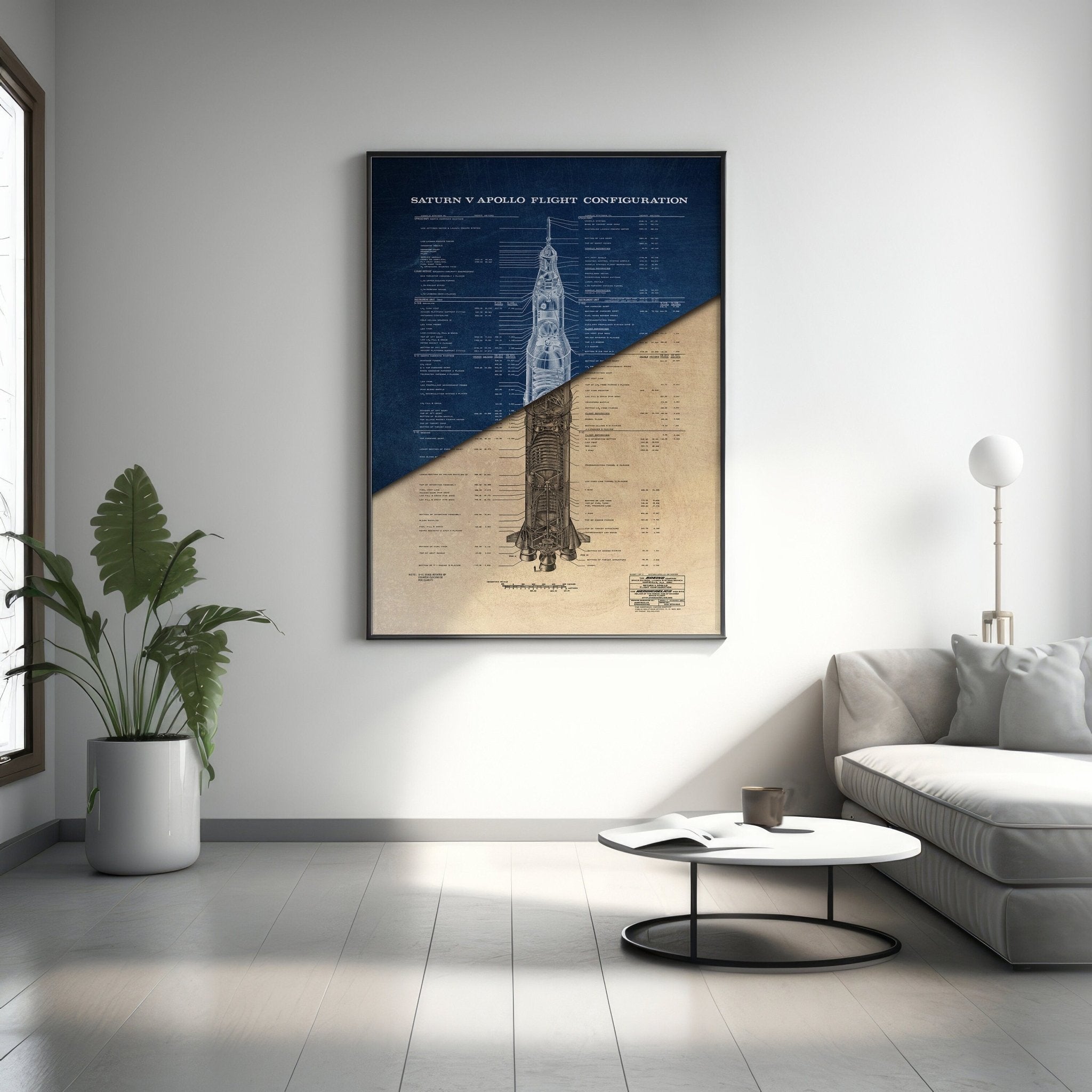 Saturn V Apollo Blueprint Version 3 Canvas Poster - Canvasworkshop