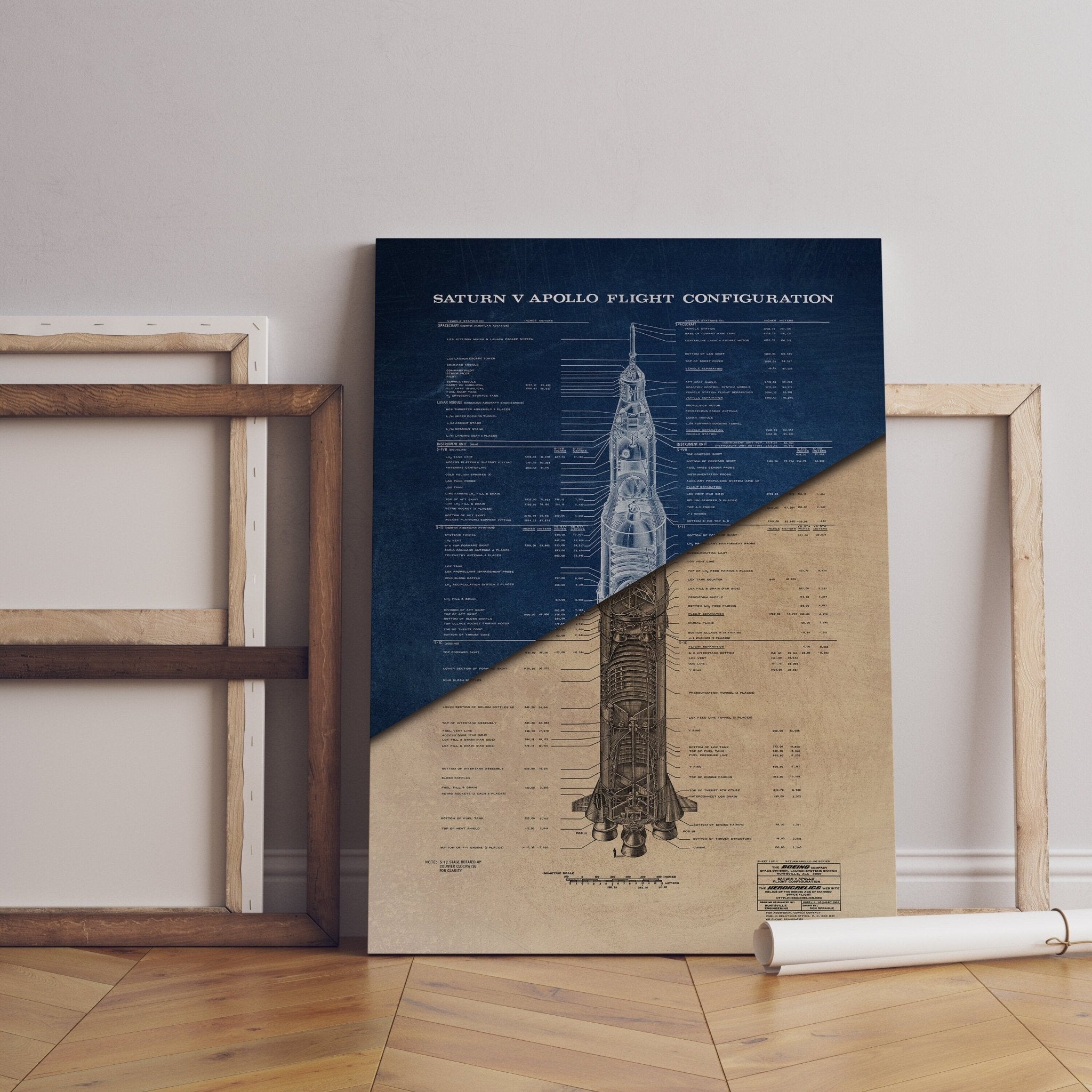 Saturn V Apollo Blueprint Version 3 Canvas Poster - Canvasworkshop