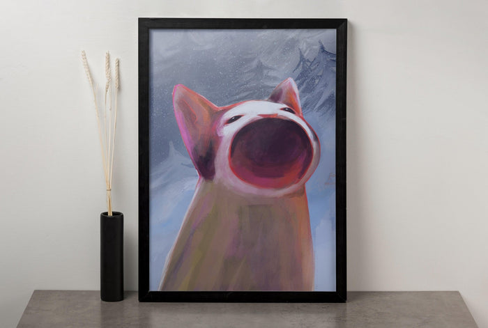 Scream Cat Funny Canvas Wall Art