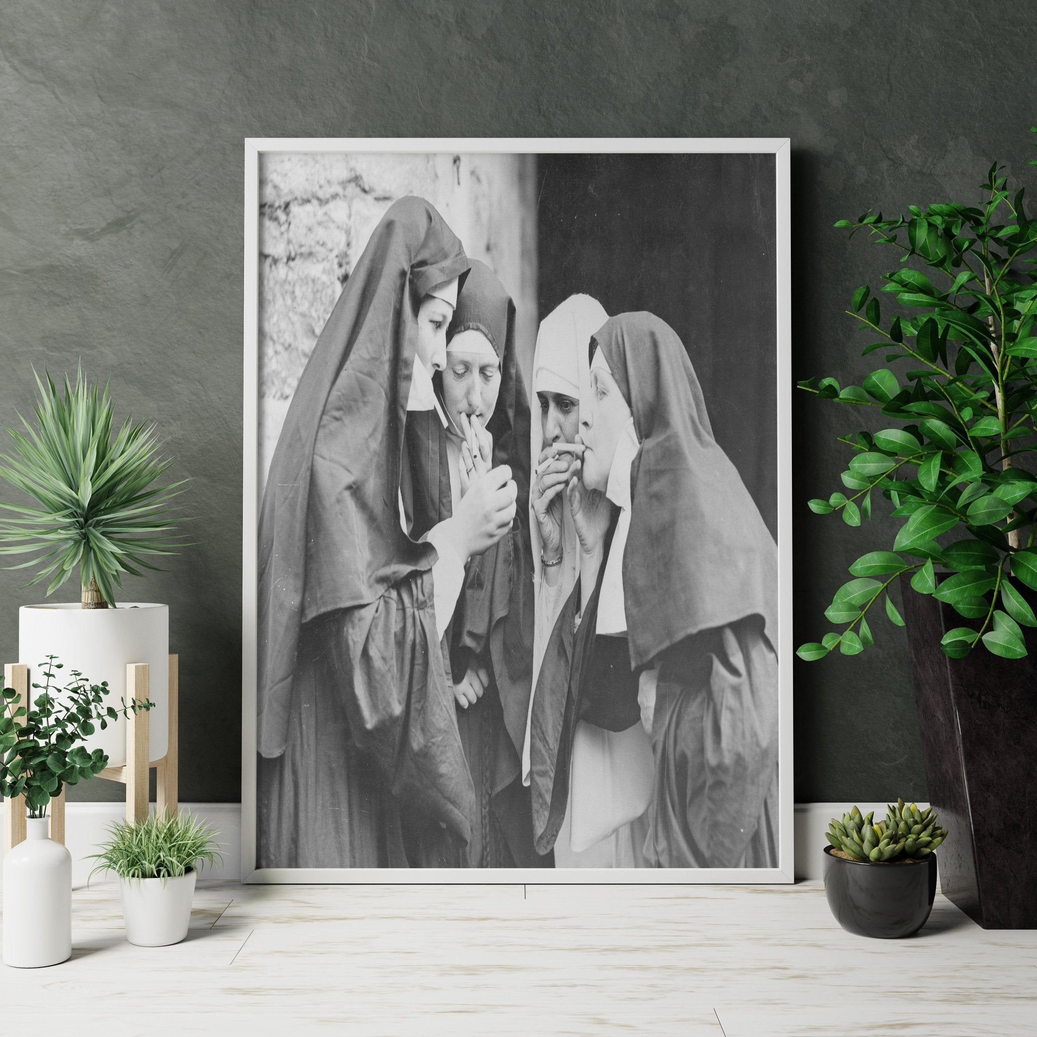 Smoking Nun Canvas Poster - Canvasworkshop