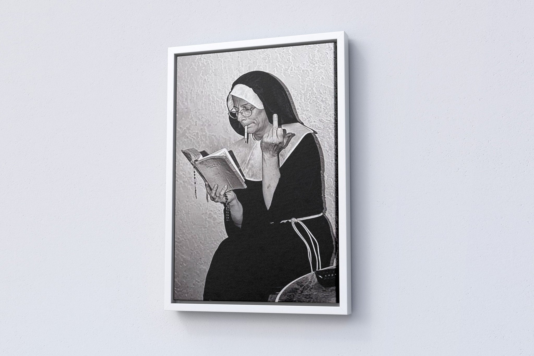 Smoking Nuns Middle Finger Vintage Canvas Art - Canvasworkshop