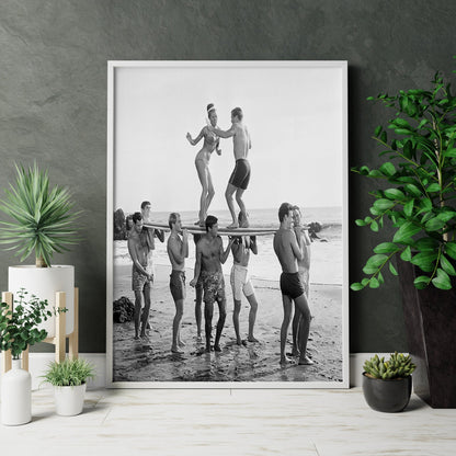 Surfers Beach Party Vintage Canvas Poster - Canvasworkshop
