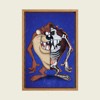 Tasmanian Devil Anatomy Blueprint canvas wall art in a floating oak frame