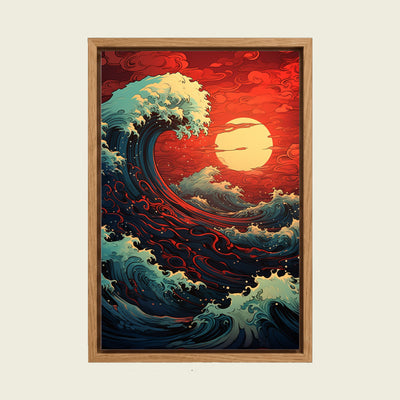Feed Floating Oak The Wave Of Kanagawa Red Wave Canvas Wall Decor