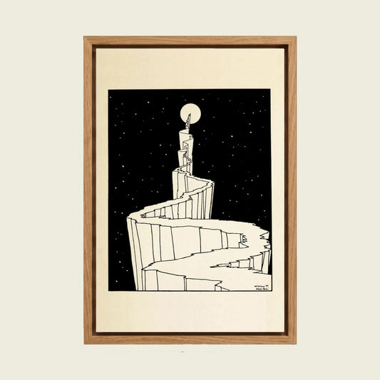 The Path to the Moon by W. T. Horton canvas wall art in a floating oak frame