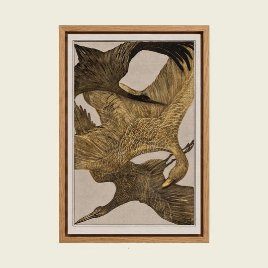 Flying Birds by Theo van Hoytema canvas wall art in a floating oak frame