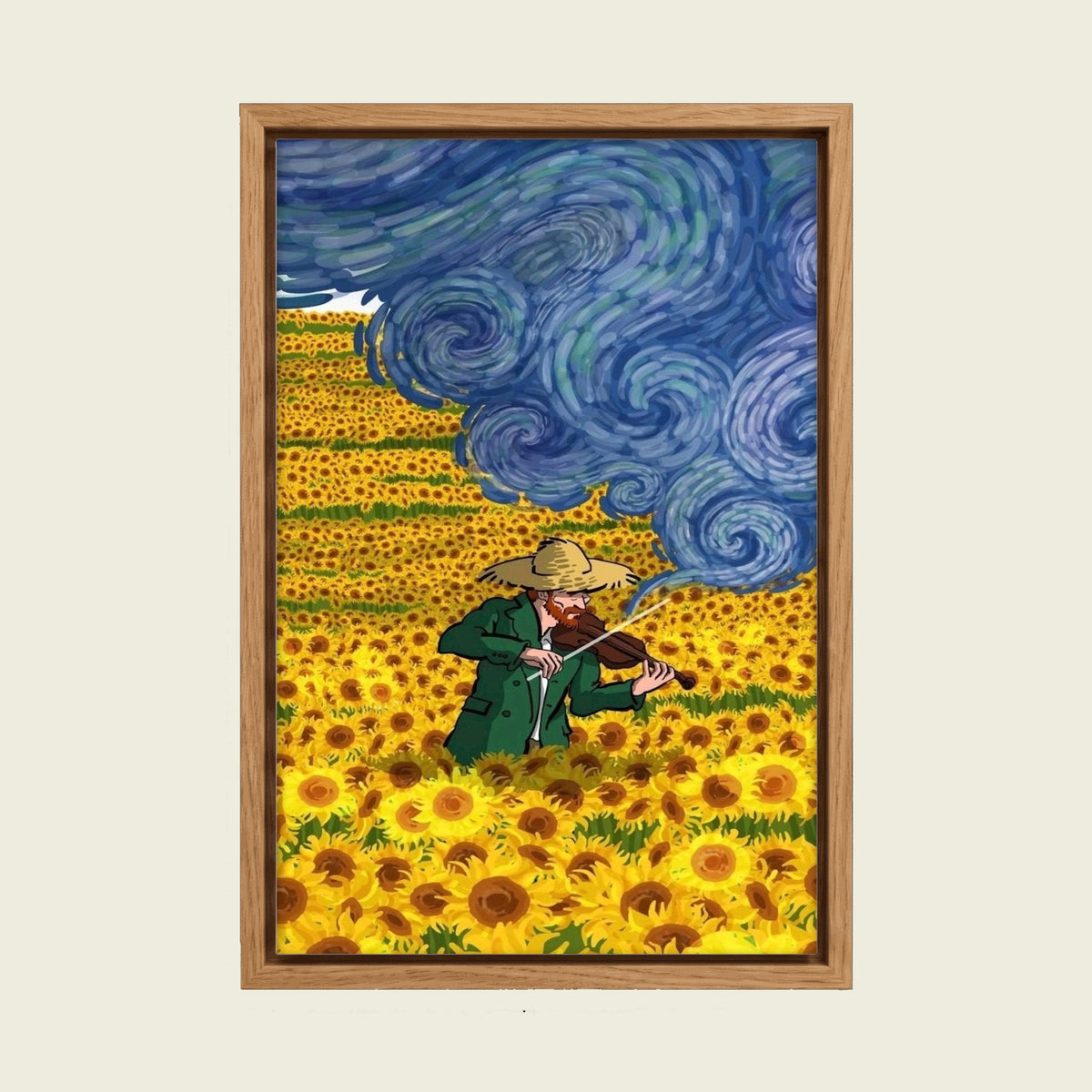 Van Gogh Esintili Keman ve Ayçiçeği