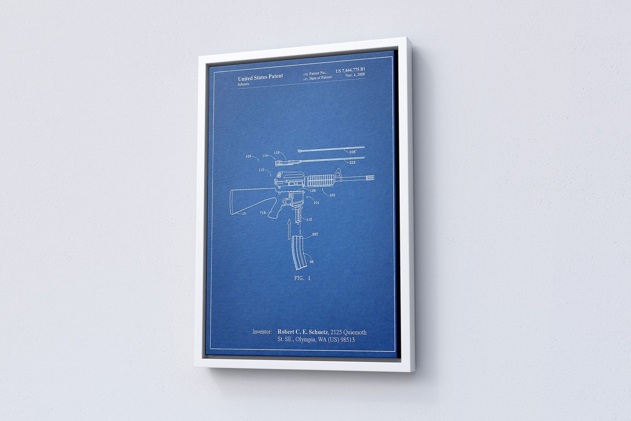 Vintage Gun Patent Canvas Wall Art - Canvasworkshop