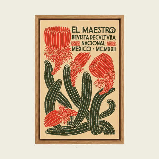 El Maestro Mexican Cactus (1922) canvas wall art in a floating oak frame