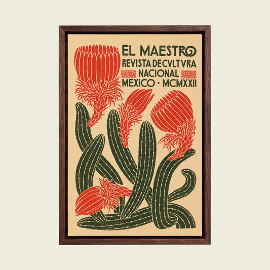El Maestro Mexican Cactus (1922) canvas wall art in a floating walnut frame