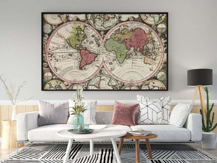 Vintage World Map Canvas Art Canvas Wall Art
