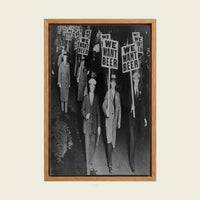 We Want Beer, 1931 canvas wall art in a floating oak frame